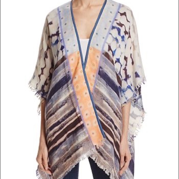 BL-NK Multi-Color Ivory, Navy Blue, Orange, Veeransa Abstract Print Wrap, NWT!! - Picture 1 of 6